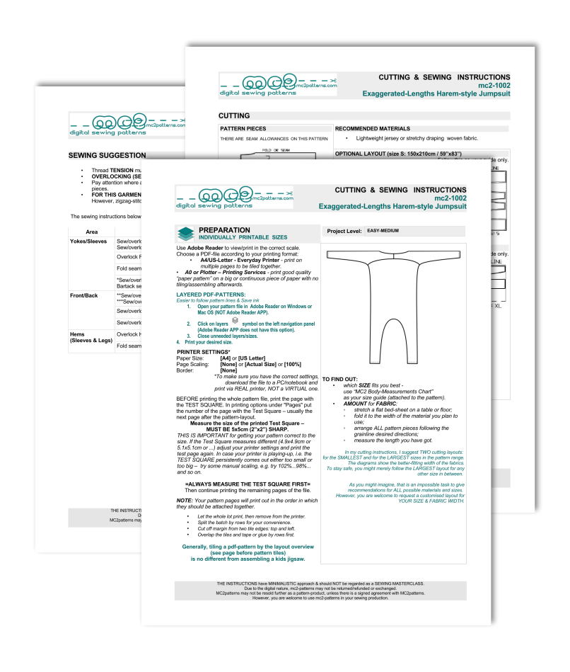 Exaggerated-length Harem-style Jumpsuit / mc2-1002