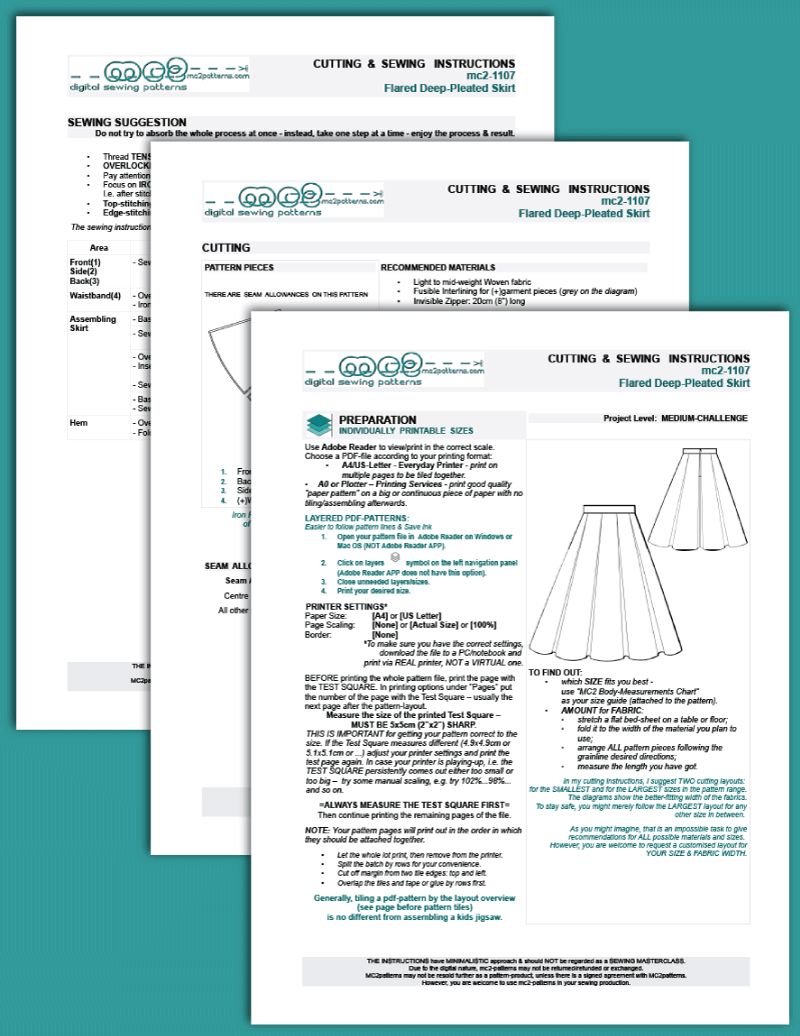Deep-Pleated Flared Skirt
