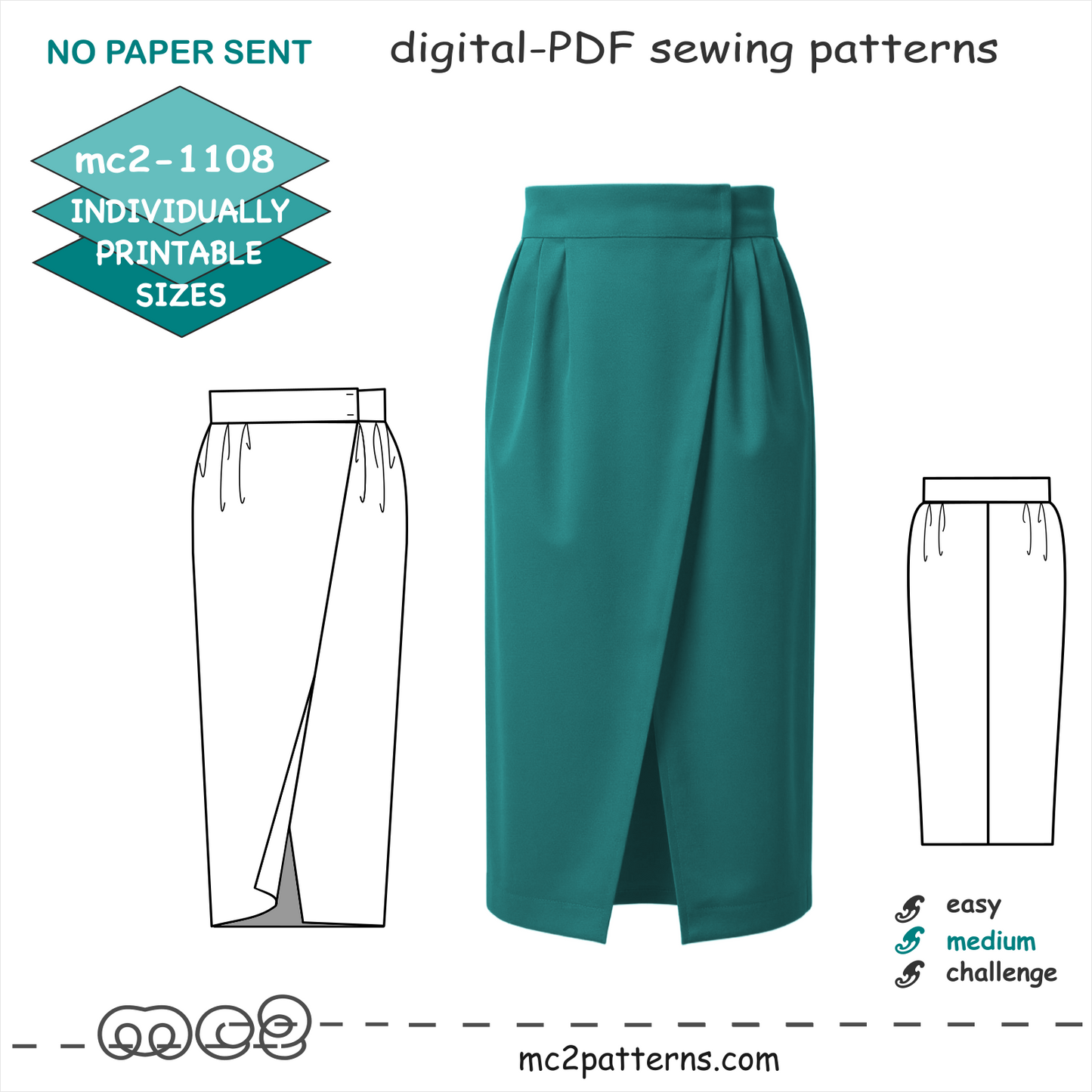 Tulip Wrap Skirt No-side-seam