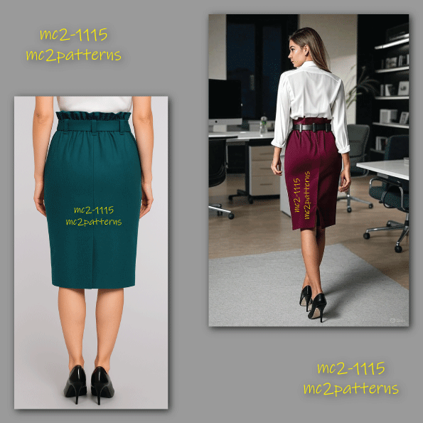Paper-bag Pencil Skirt with Back Vent
