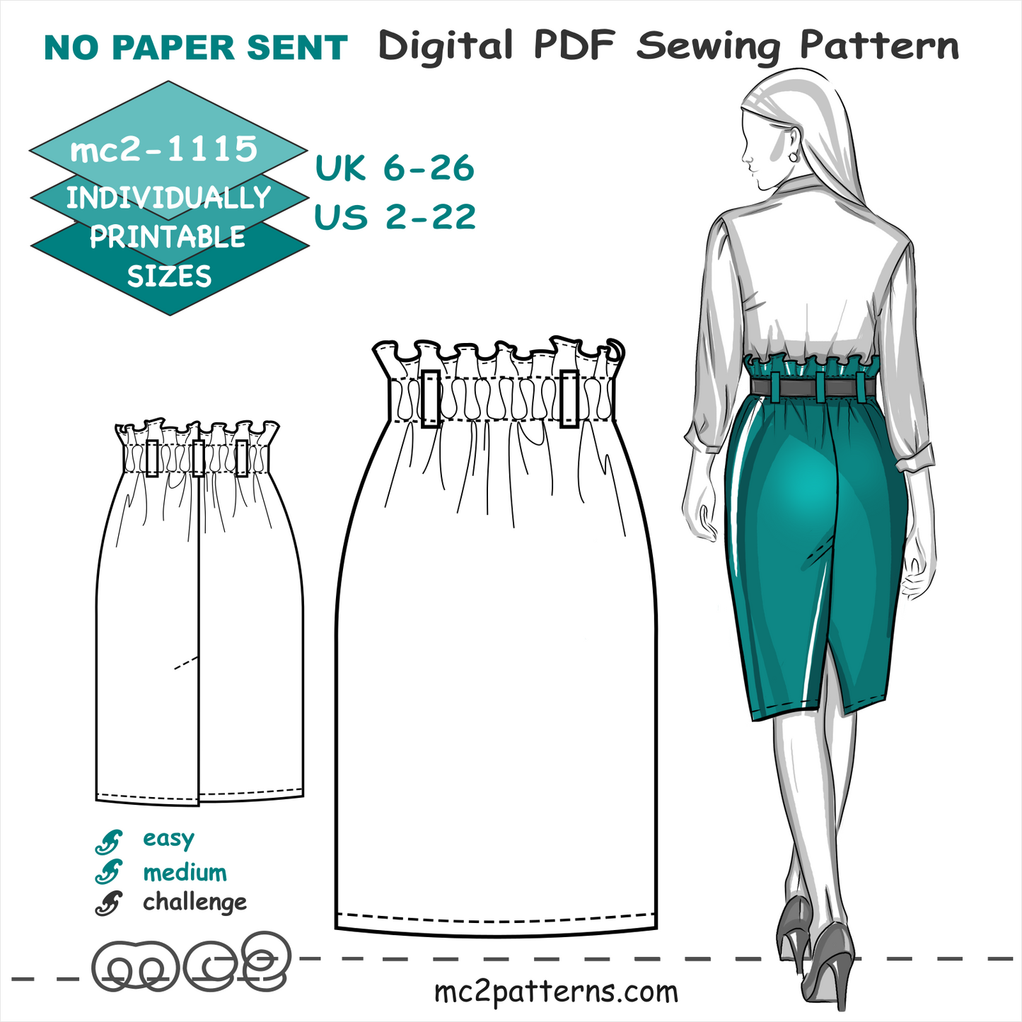 Paper-bag Pencil Skirt with Back Vent