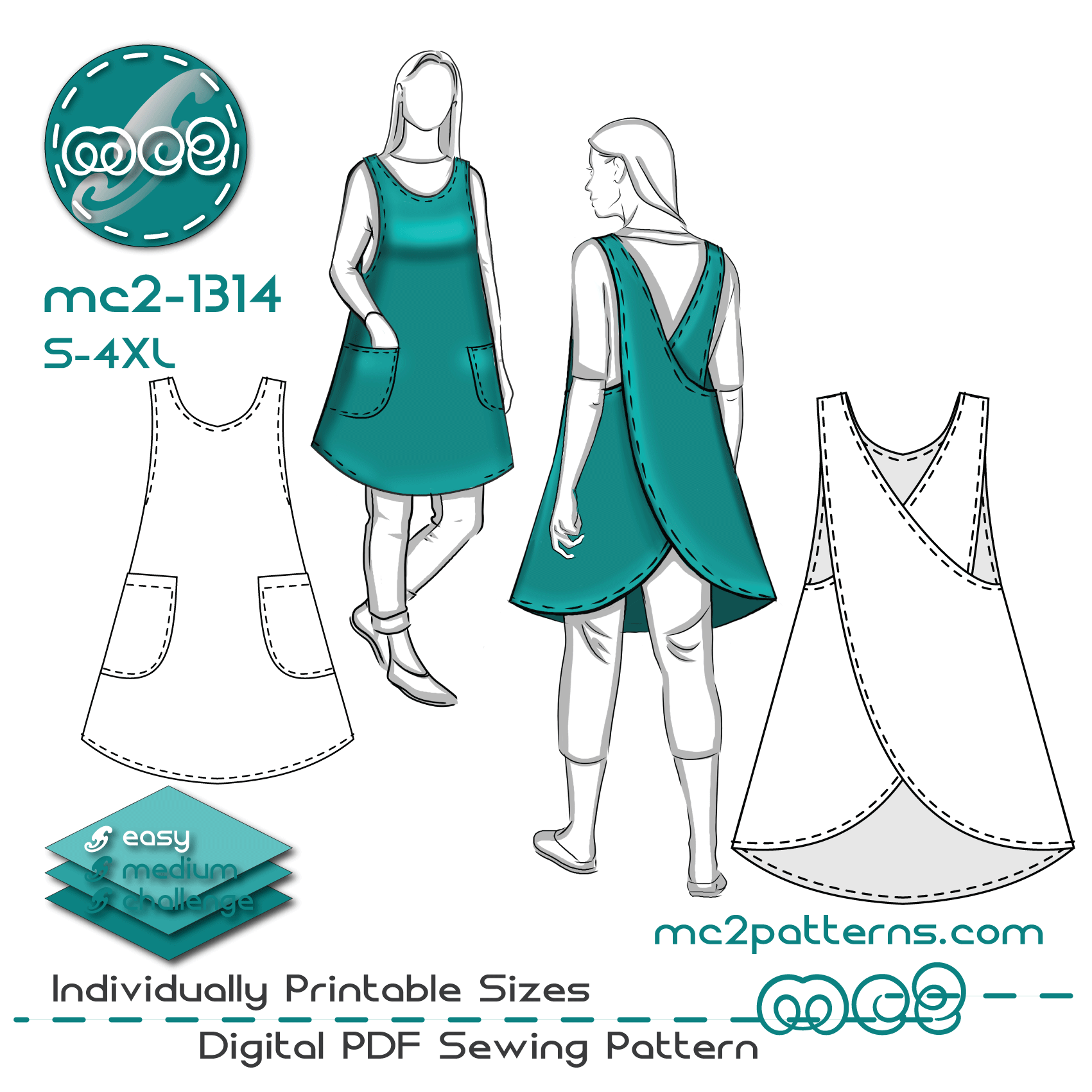 Cross-back Apron A-line NO-lining Japanese-style / mc2-1314