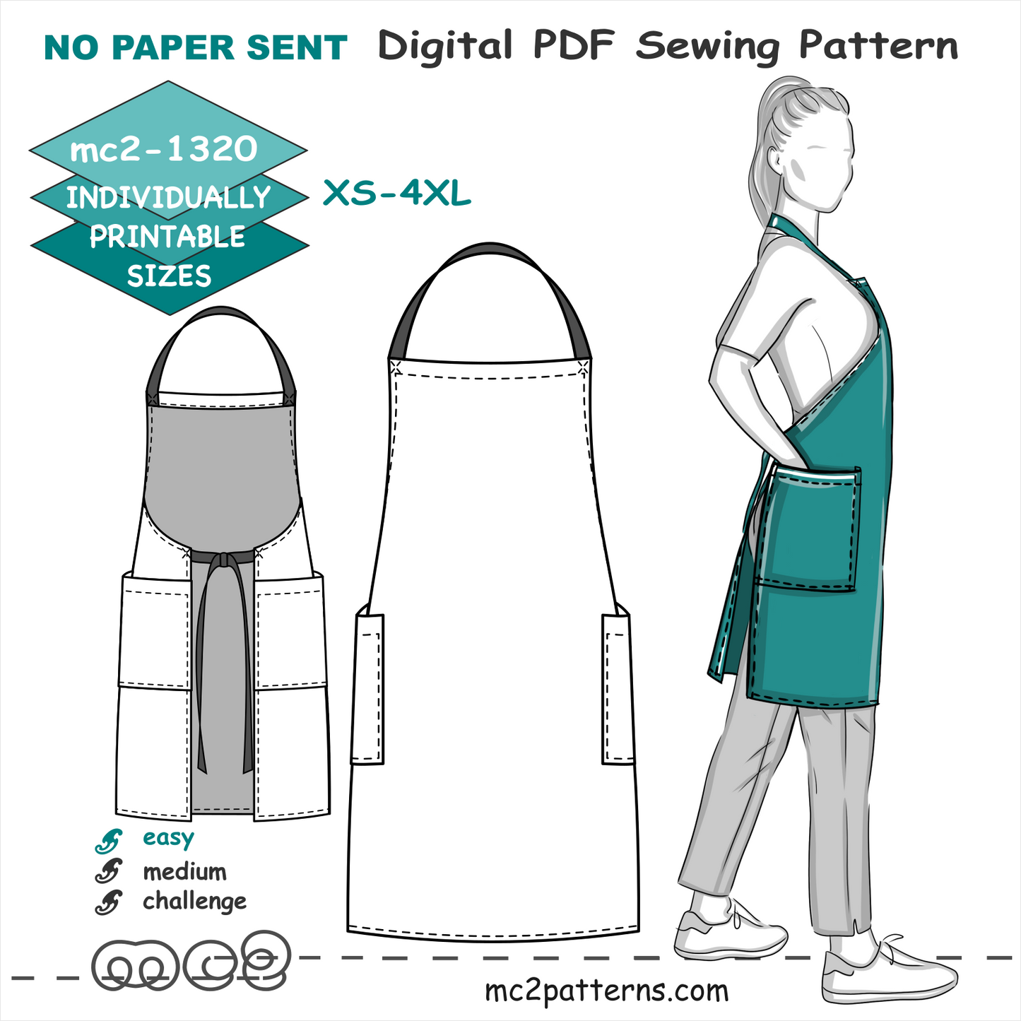 Chef/Barista Apron with Halter-neck & Back Pockets