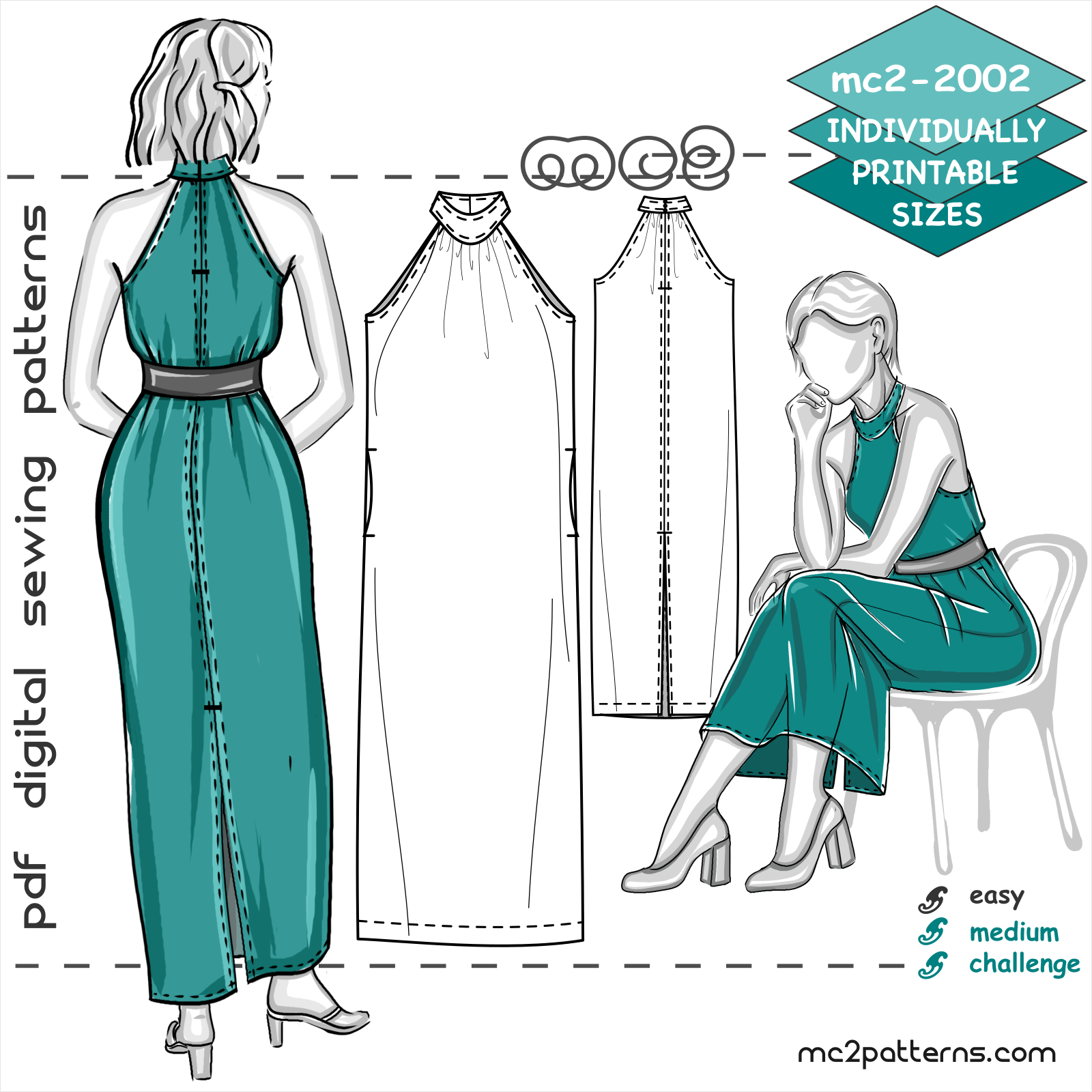 Loose-Fit Evening Maxi Dress with Open-Shoulders MC2patterns Loose-Fit Evening Maxi Dress with Open-Shoulders MC2patterns