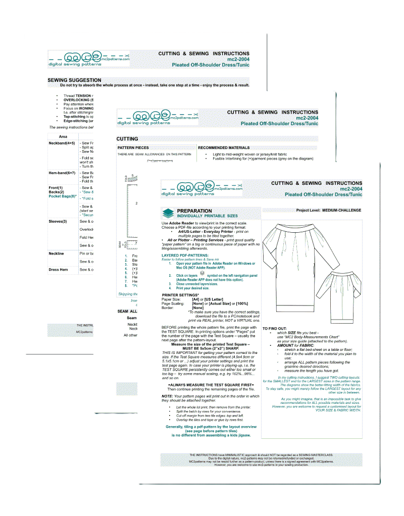 Pleated Off-Shoulder Dress/Tunic with In-seam Pockets