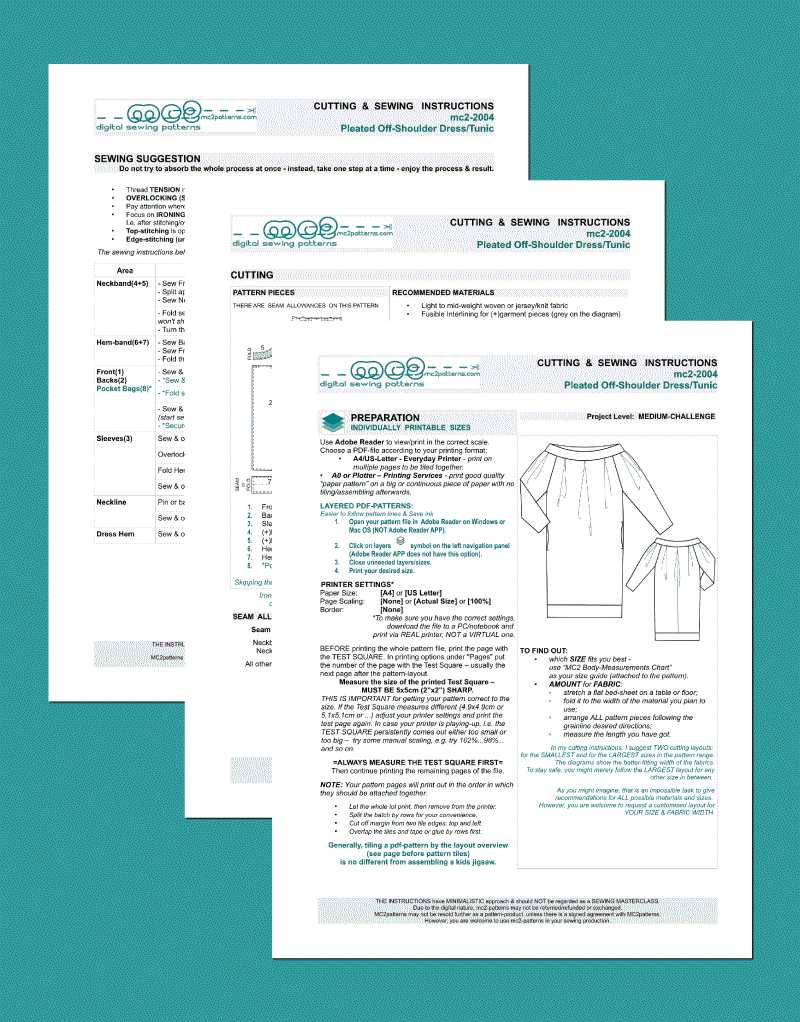 Pleated Off-Shoulder Dress/Tunic with In-seam Pockets