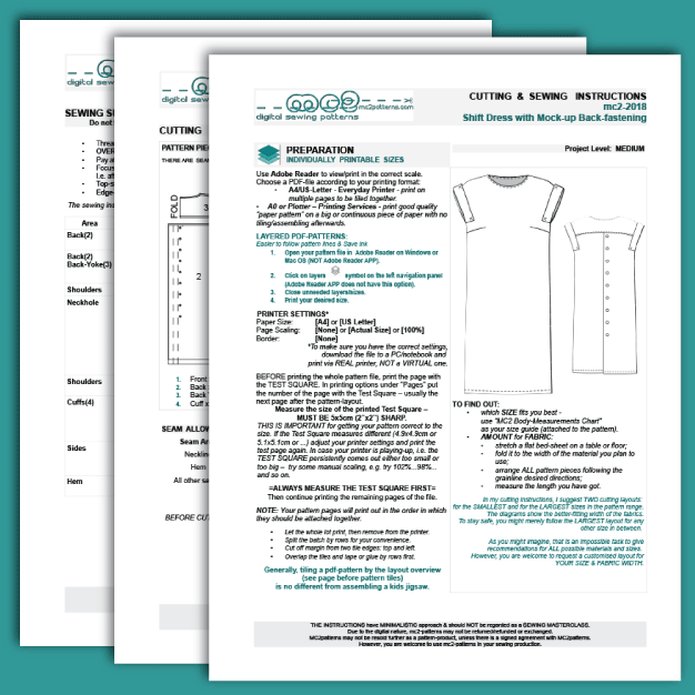 Shift Dolman Dress with Mock-up/False Back-Fastening
