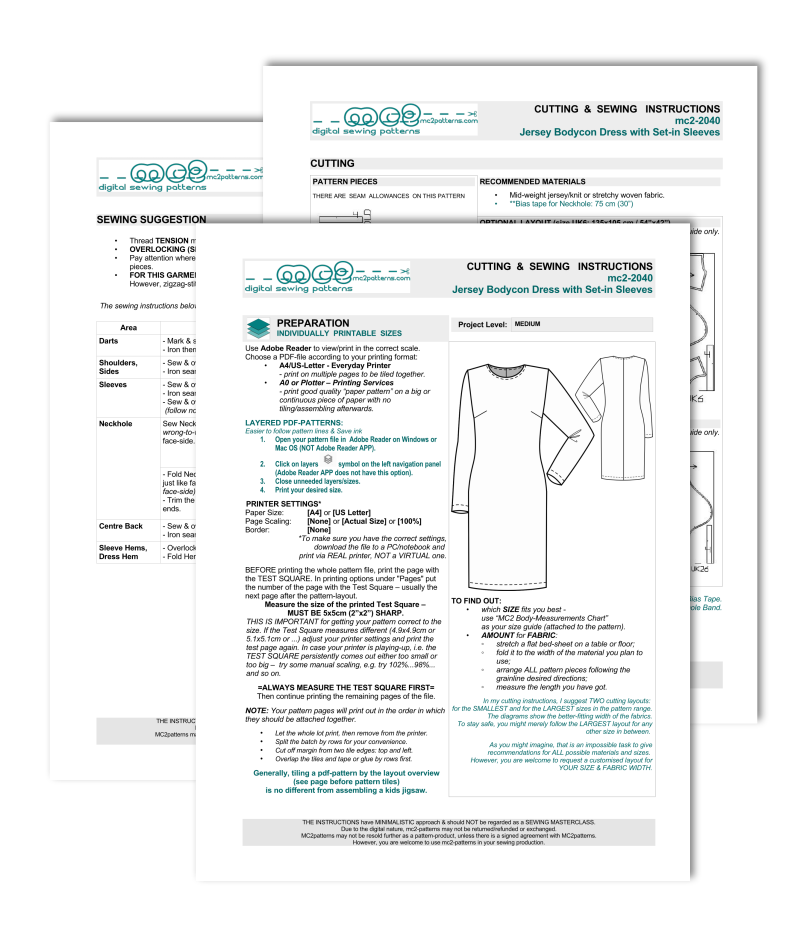 Jersey Bodycon Dress with Long Set-in Sleeves
