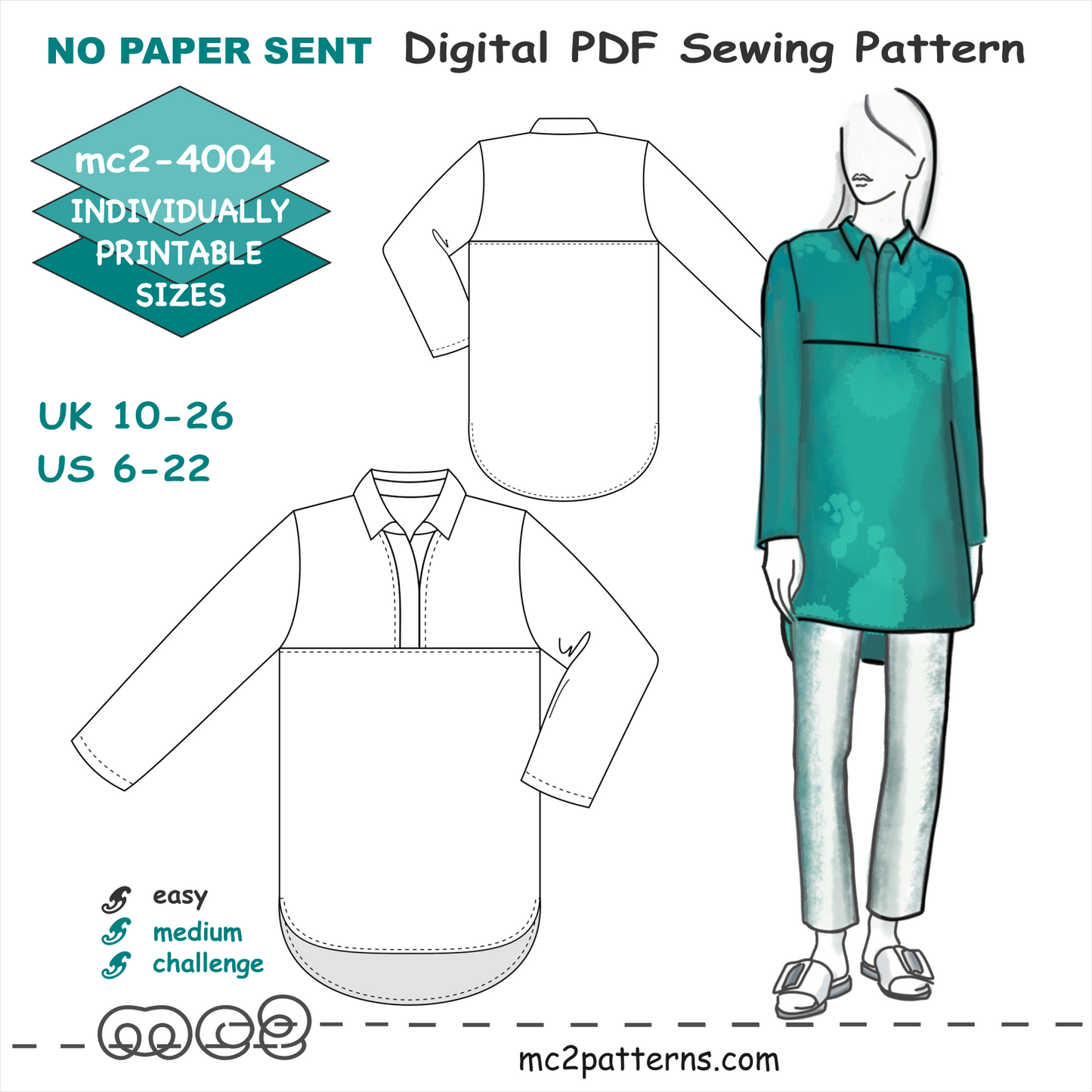Shift Blouse Tunic Long-sleeve Shirt-Collar