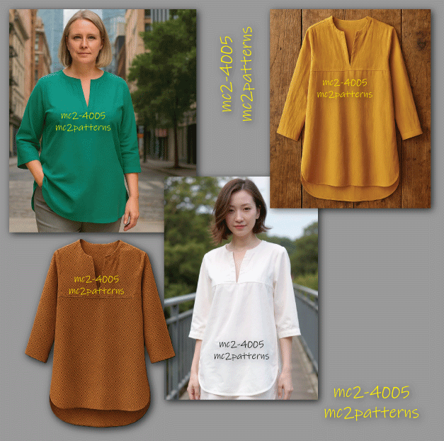 Loose-fit Blouse with Yokes & Cropped Sleeves