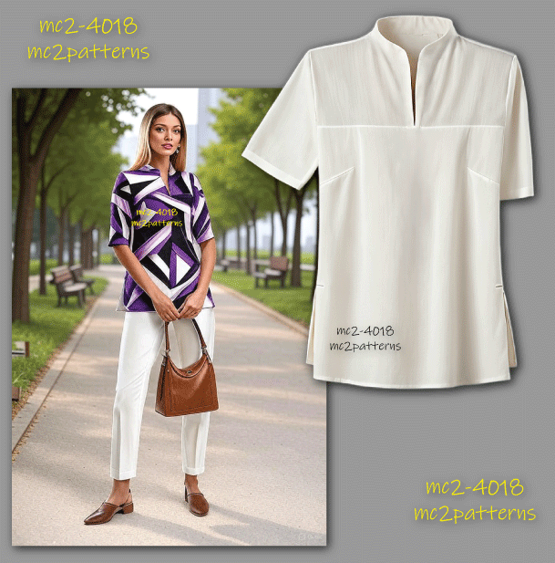 Shift Top Built-in-collar Short-sleeve