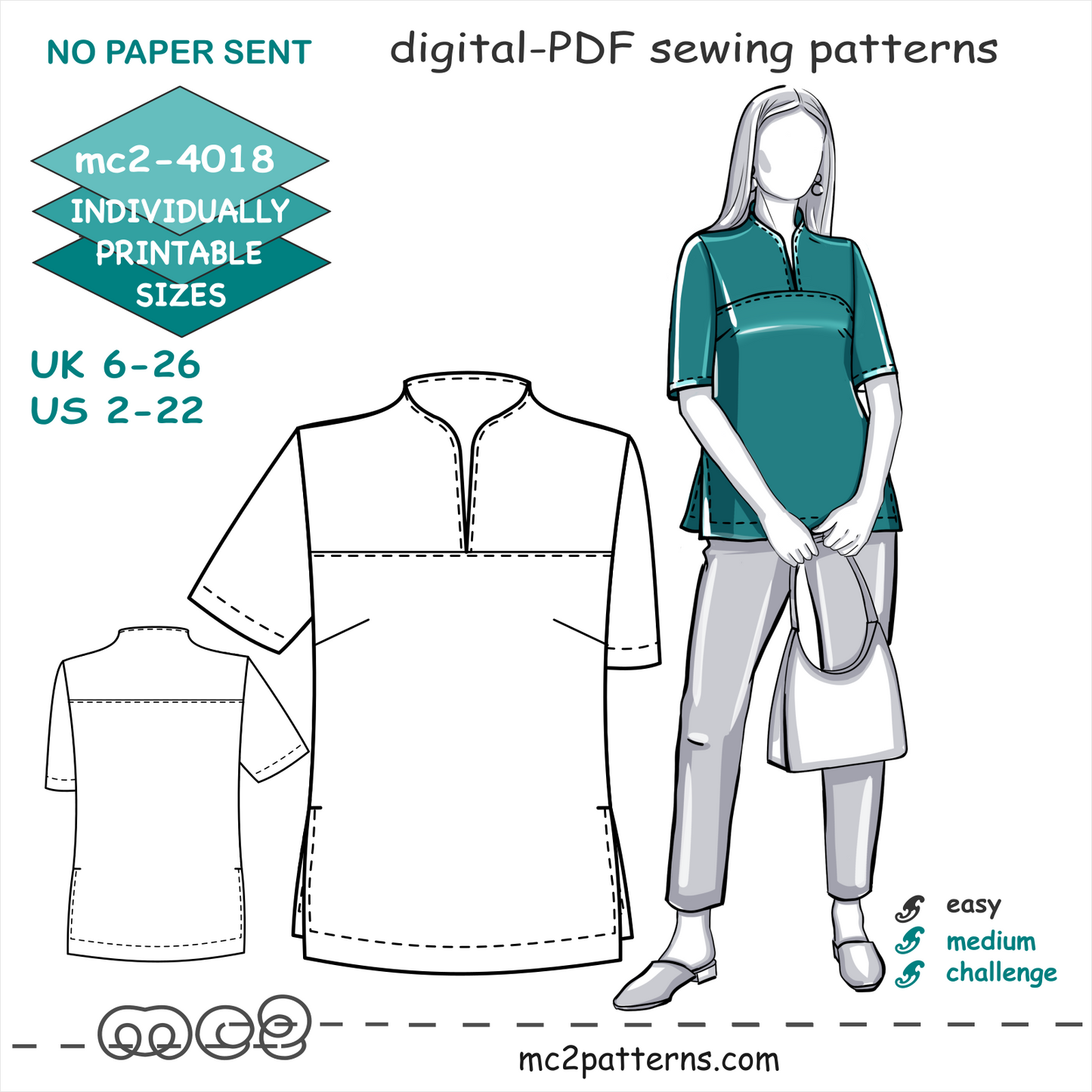 Shift Top Built-in-collar Short-sleeve
