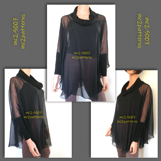 Circle Poncho Cowl-neck High-cuff