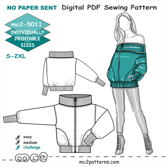 Off-shoulder Bomber Jacket / NO Lining / mc2-5011