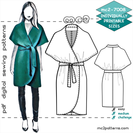 Wrap Coat, Short Dolman Sleeve / mc2-7008