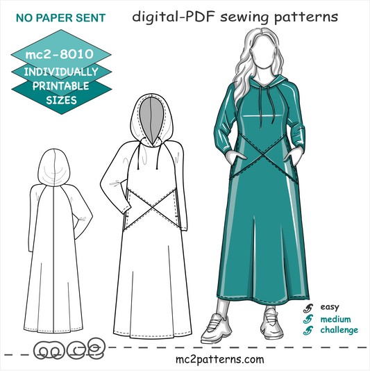 Hoodie Dress Raglan Cross-design-pockets Jersey / mc2-8010
