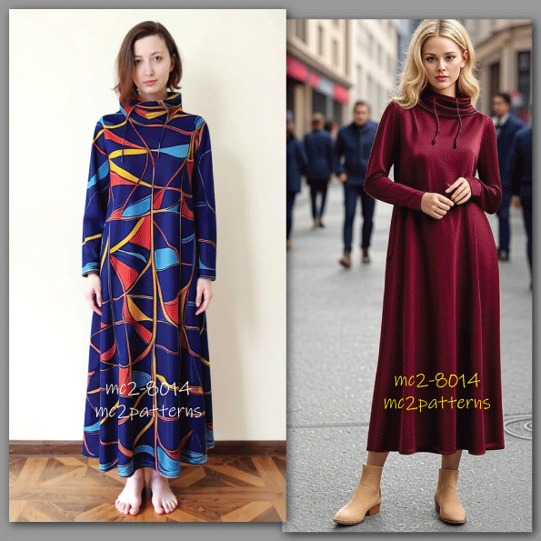 Maxi Lounging Dress with Cowl-neck & In-seam Pockets