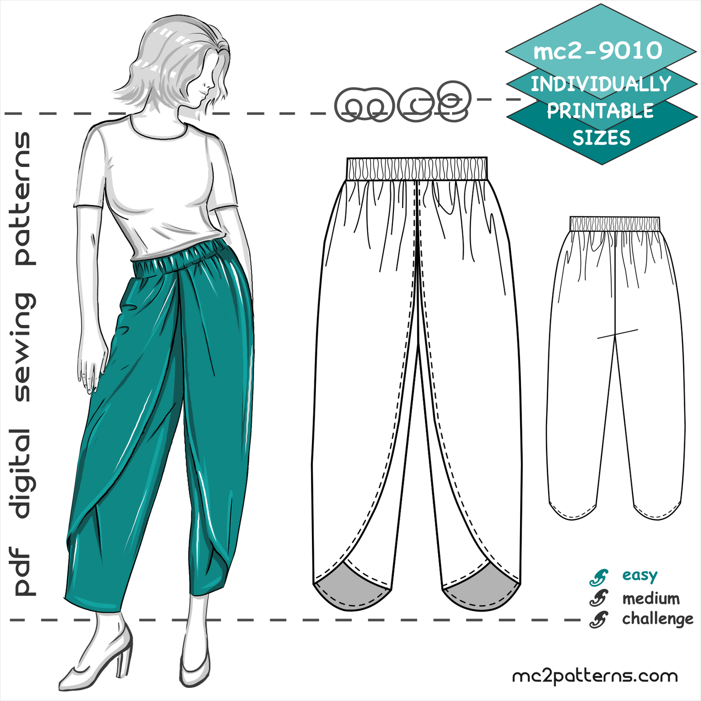 Dhoti-style Tulip-Wrap Pants/Salwar