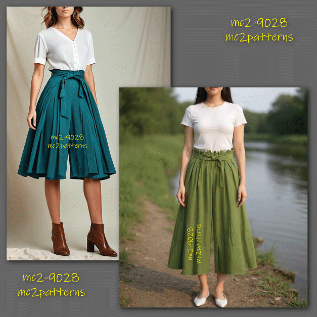 Pull-on Paper-bag Culottes Shorts Flared