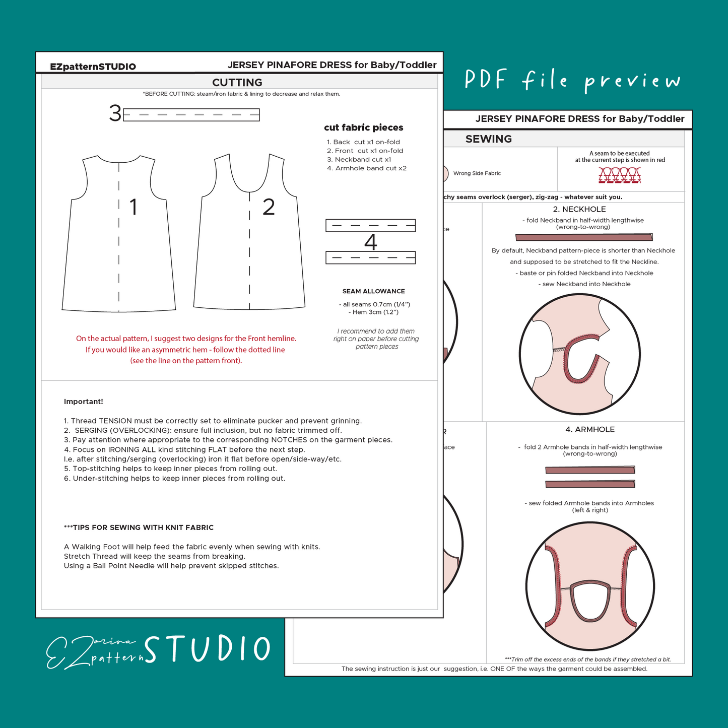 for Toddlers: Jersey Pinafore Dress/ Long Tank Top