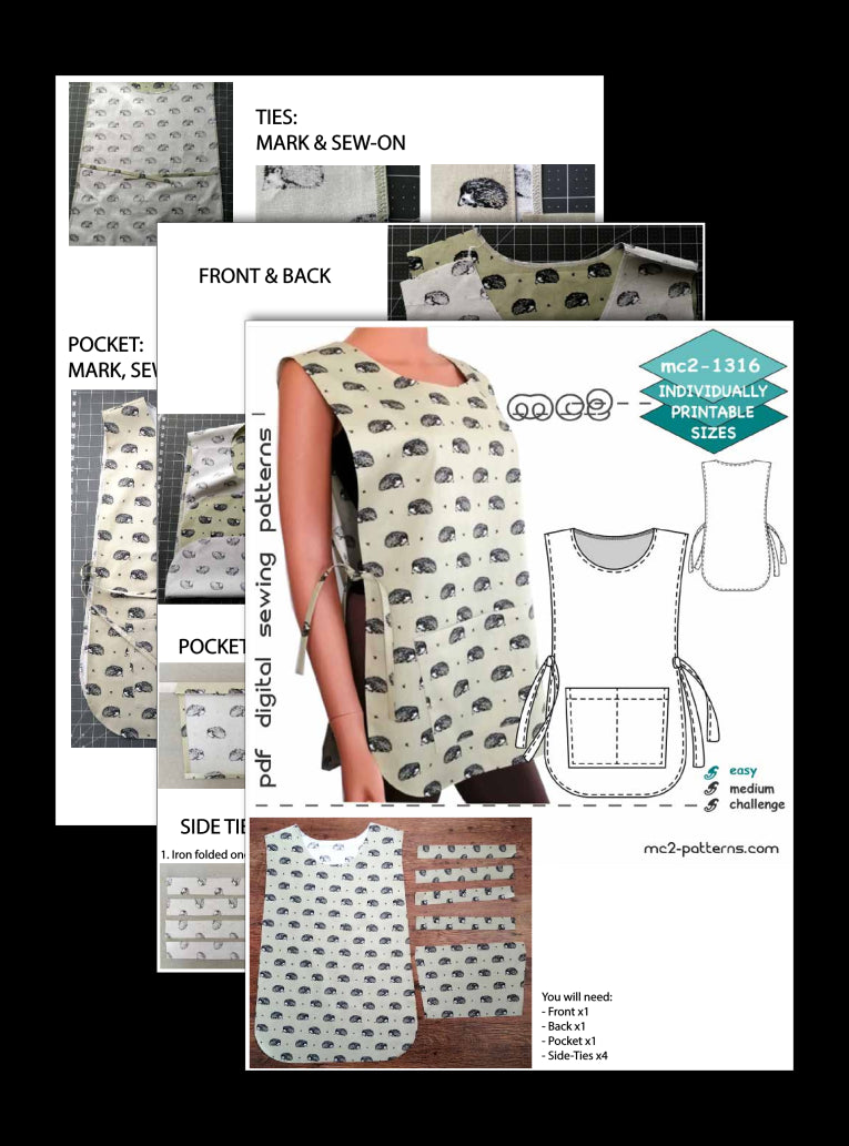 Classic Tabard Apron with Side-Ties & Patch Pocket