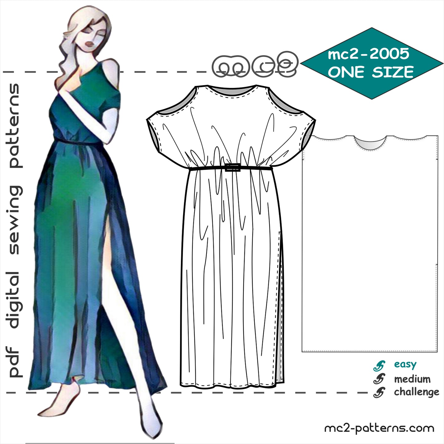 Loose-Fit Cold-Shoulder ONE-SIZE Caftan Dress