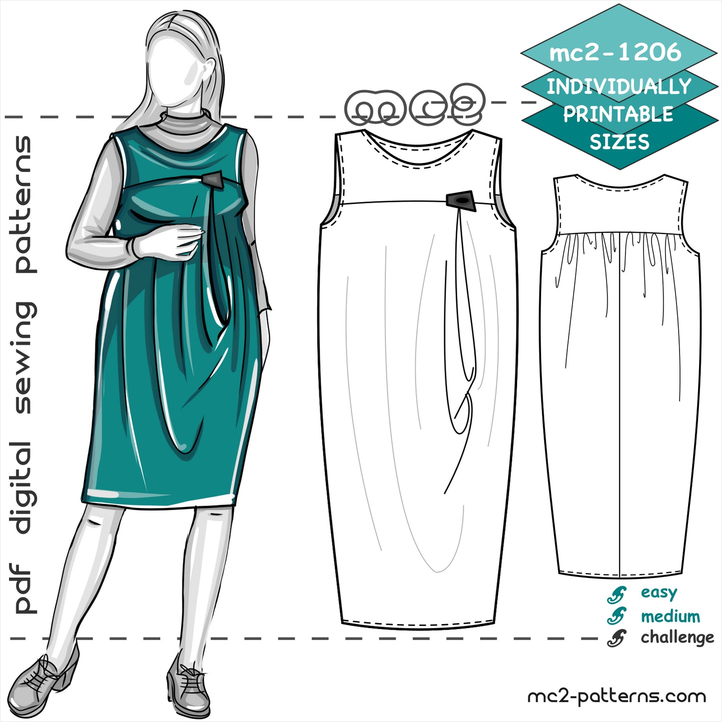 Maternity Dress with Fancy Draped-Front & Yokes