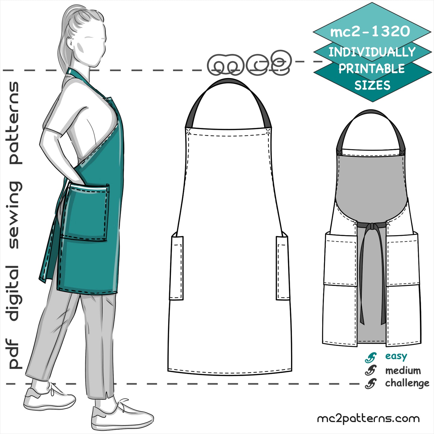 Chef/Barista Apron with Halter-neck & Back Pockets
