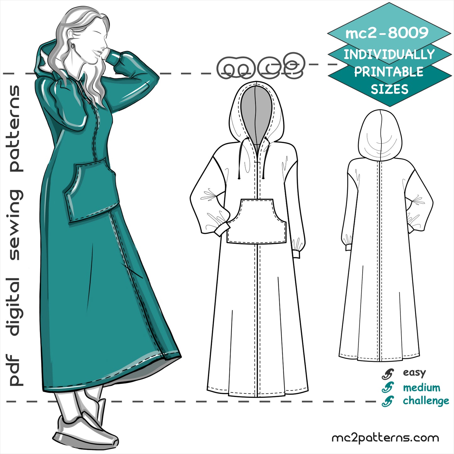 Maxi Lounging Dress with Hood & Kangaroo Pocket