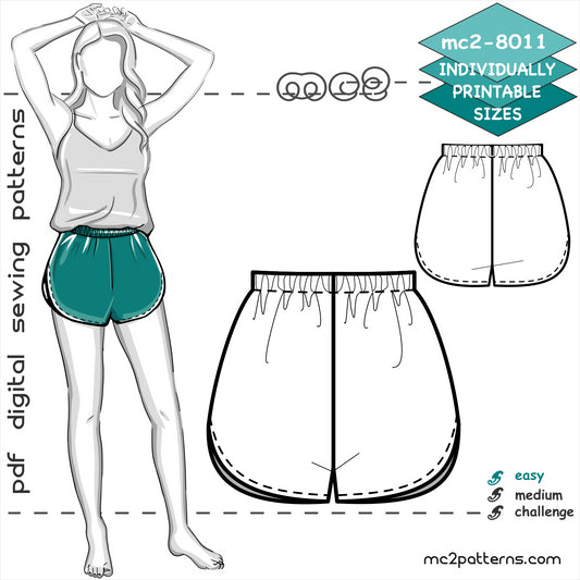 Pyjama Pajama Shorts, Curved Sides / mc2-8011