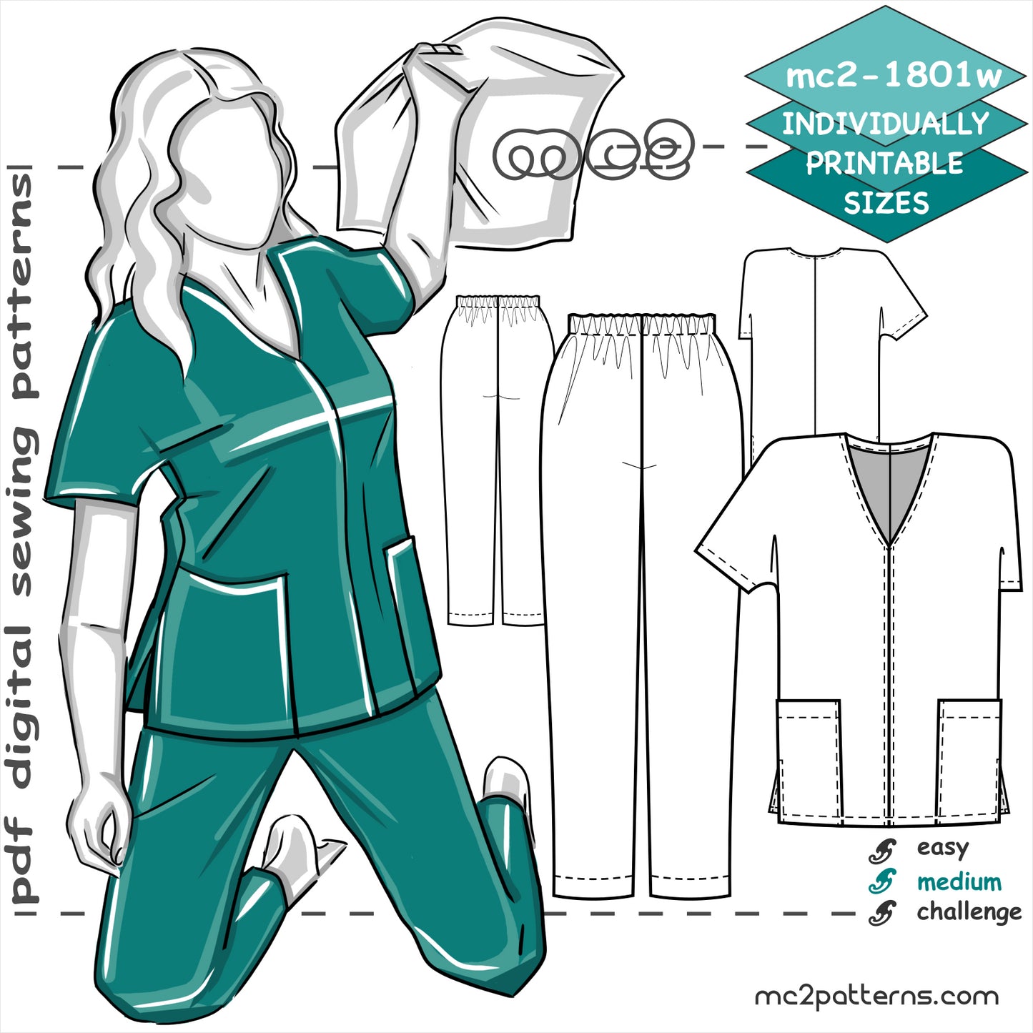 Pyjamas/Scrubs/Lounge/Holiday Set/Outfit of Dolman Top & Pull-on Pants