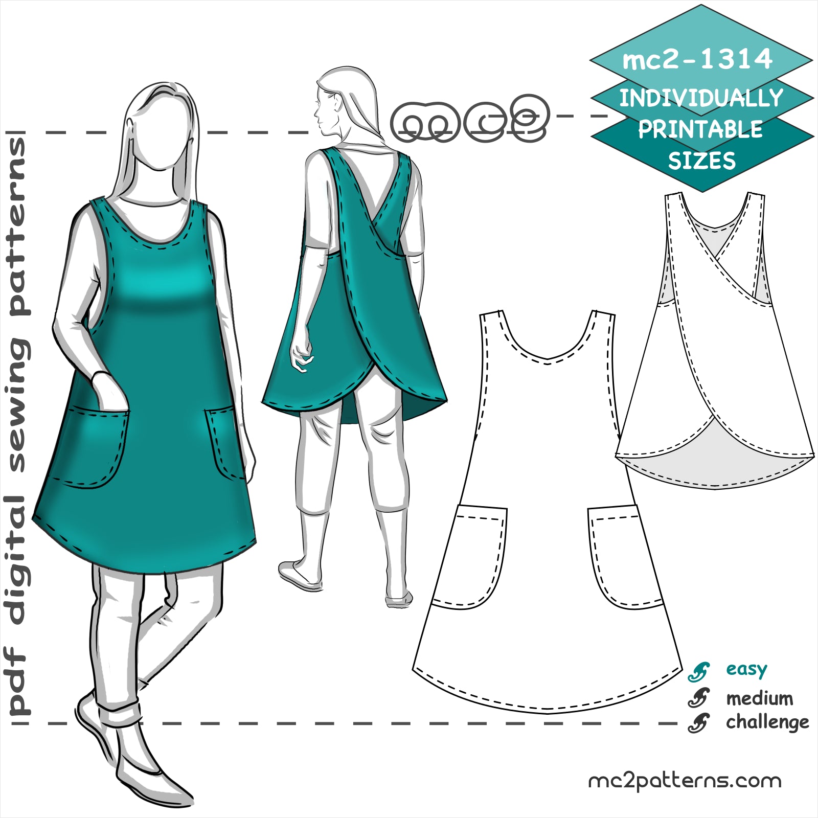 Japanese-style A-line Cross-back Apron with Side Seams & Pockets – MC2patterns japanese-style-a-line-cross-back-apron-with-side-seams-pockets-mc2patterns