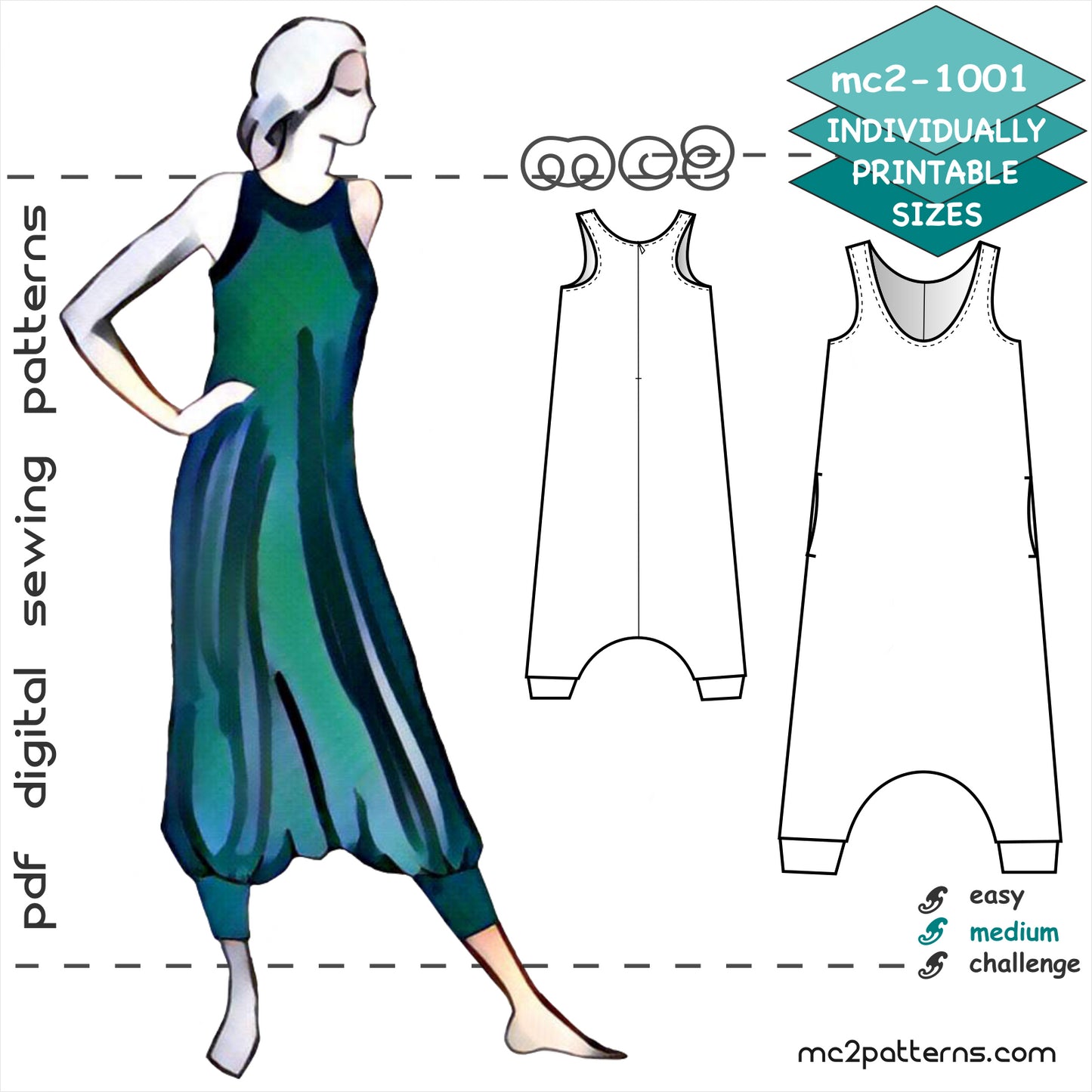 Harem-style Jumpsuit with Racer-back