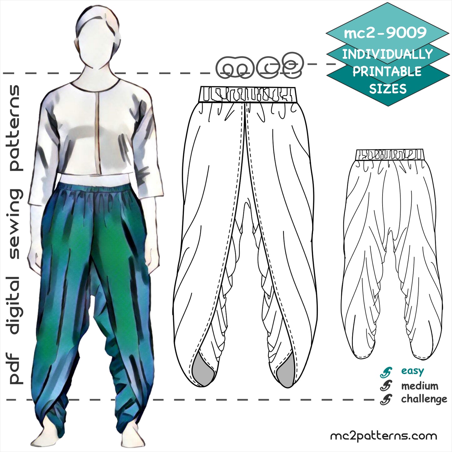 Dhoti-style Yoga Pants Salwar with Wraps / mc2-9009