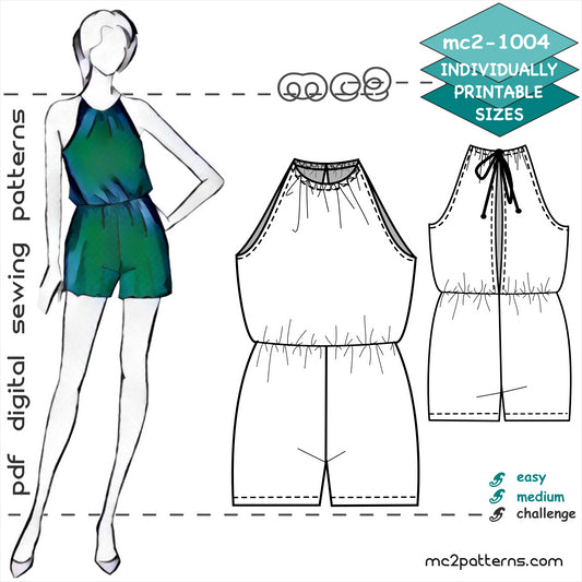 Playsuit/Romper, Open Shoulders, Split Back / mc2-1004