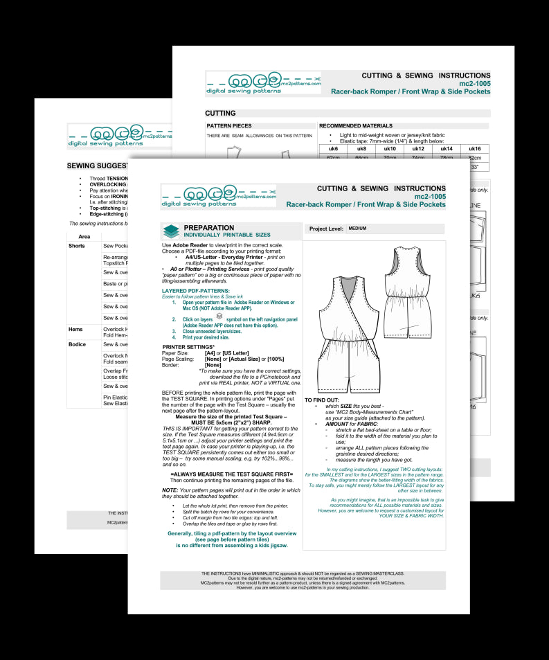 Racer-back Romper with Front Wrap & Side Pockets