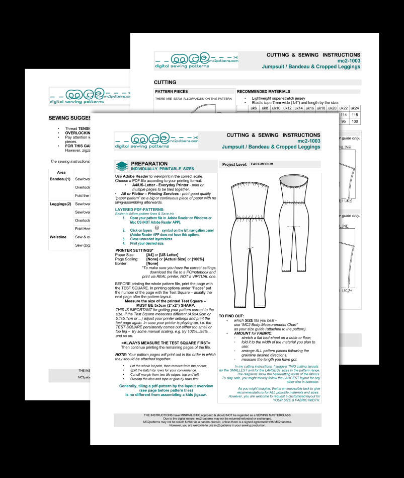 Playsuit Catsuit, Cropped Leggings-style Bottom / mc2-1003