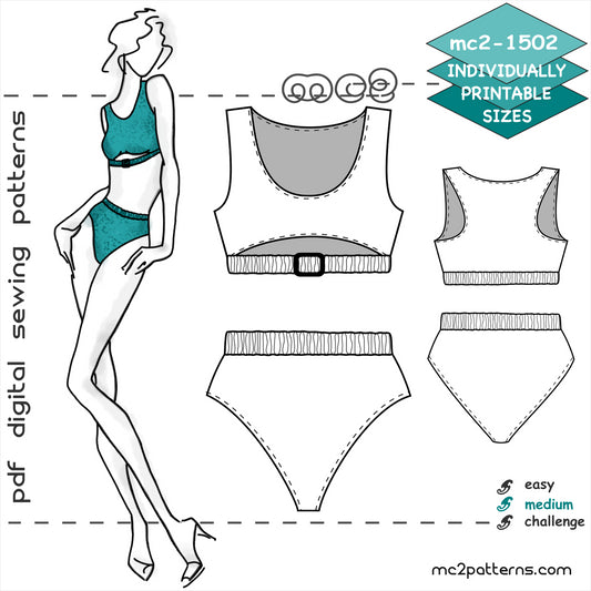 2-piece Swimsuit, Racer-back Top, High-cut Bottom / mc2-1502