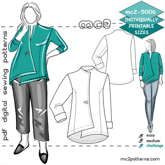 Asymmetrical Jacket, Cropped Sleeves/ NO Lining / mc2-5006