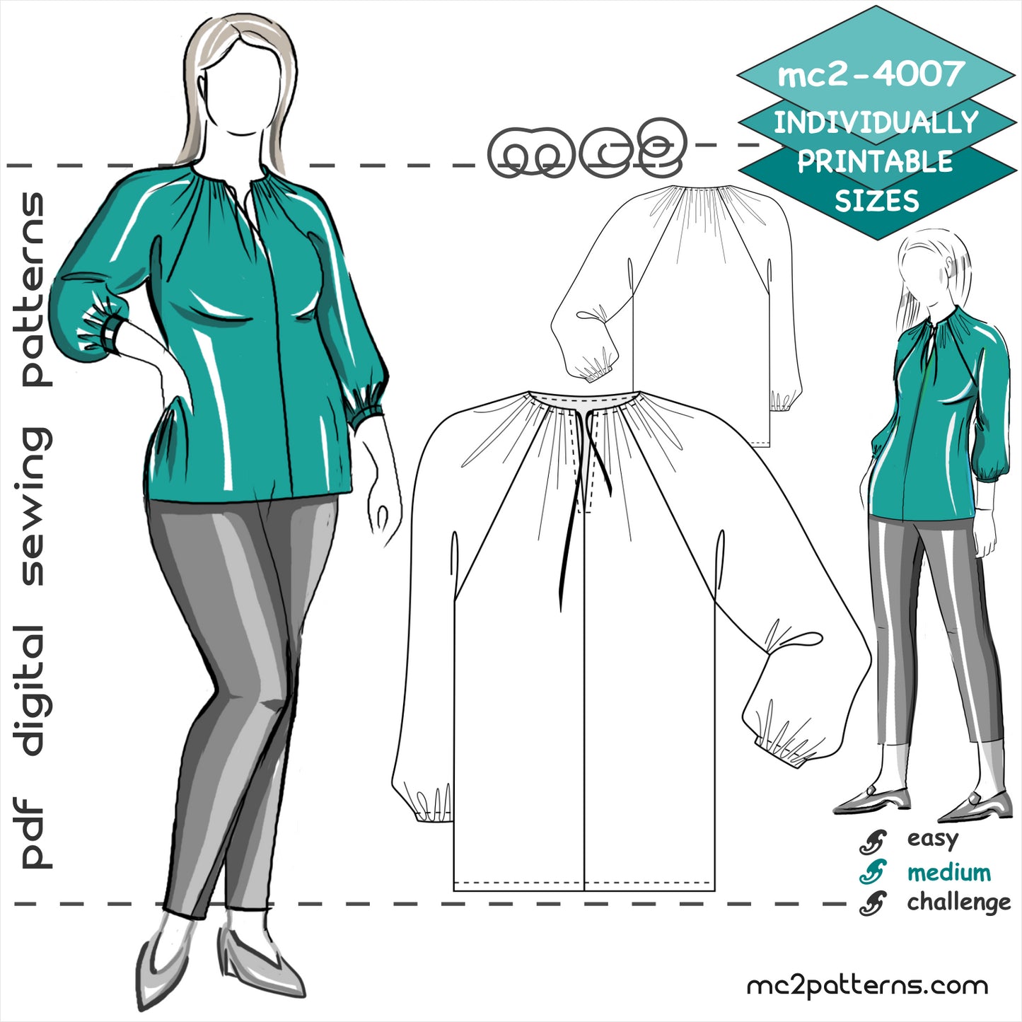 Peasant-Style Blouse with Cropped Raglan Sleeves