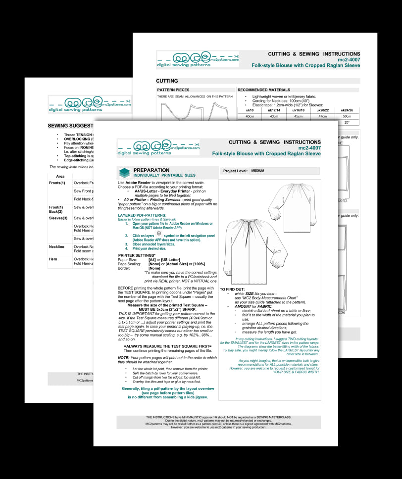 Peasant-Style Blouse with Cropped Raglan Sleeves