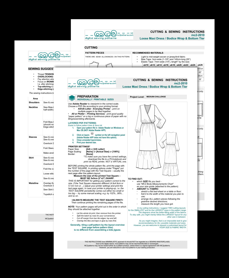 Loose-fit Buffet Maxi Dress with Bishop Sleeves, Bodice Wrap & Bottom Tier