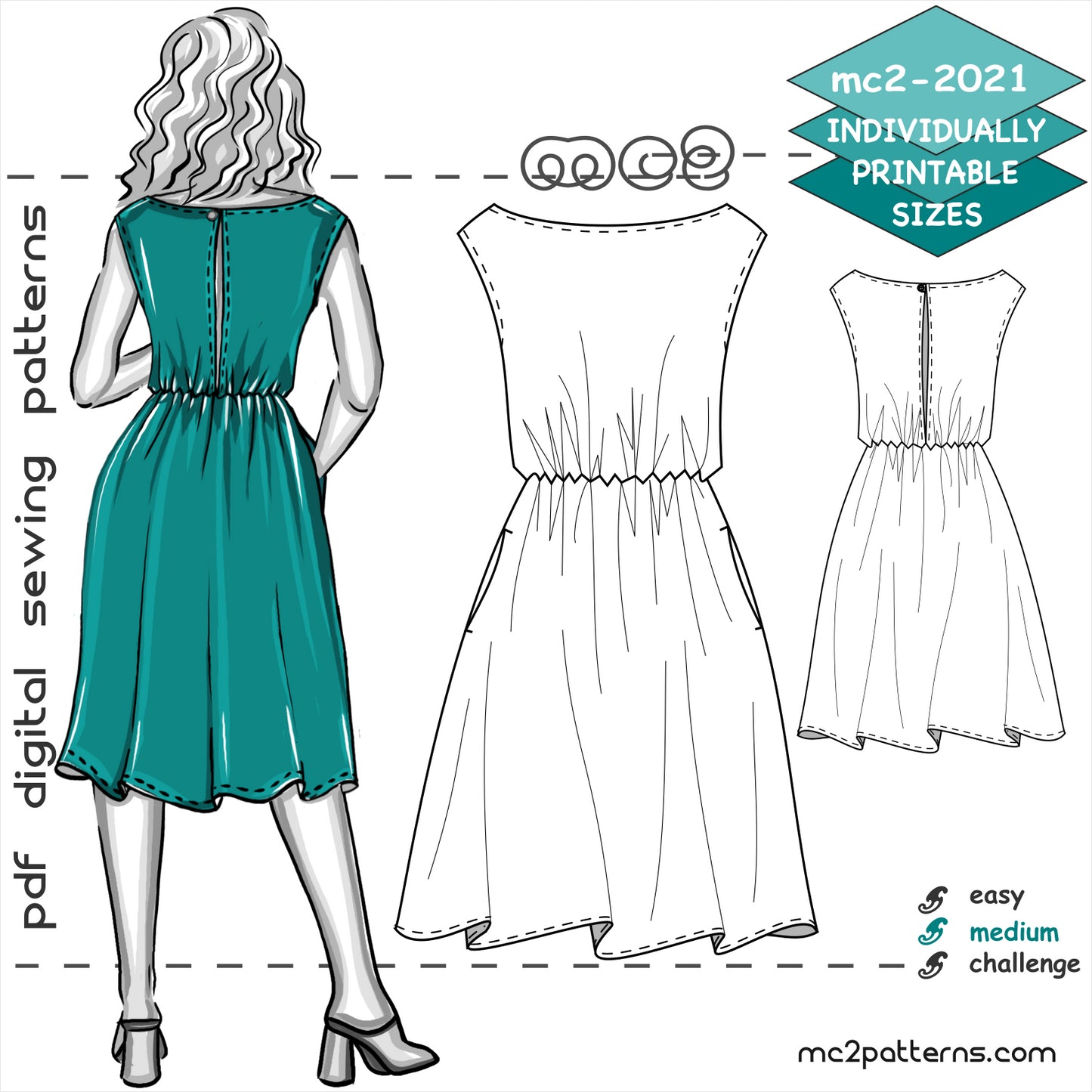 Easy Bardot Dress with A-line Skirt