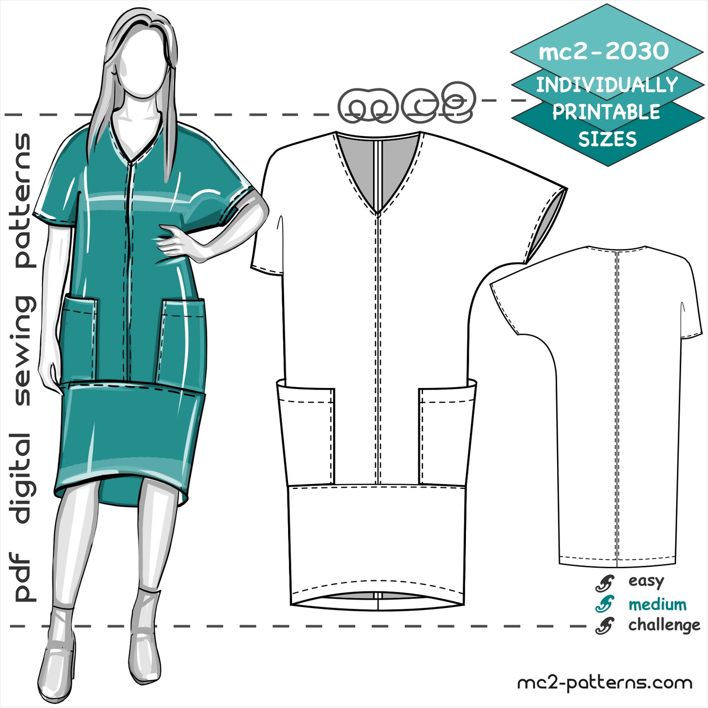 Loose Dress with Dolman Sleeve & Pockets