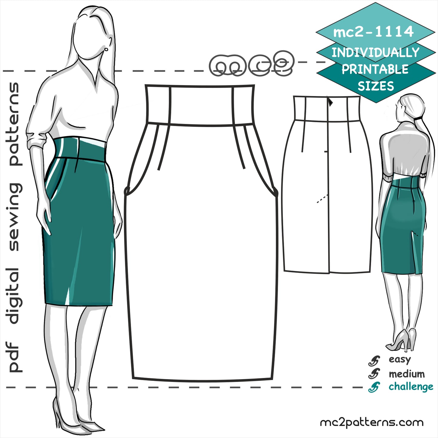 High-waisted Pencil Skirt with Back Vent