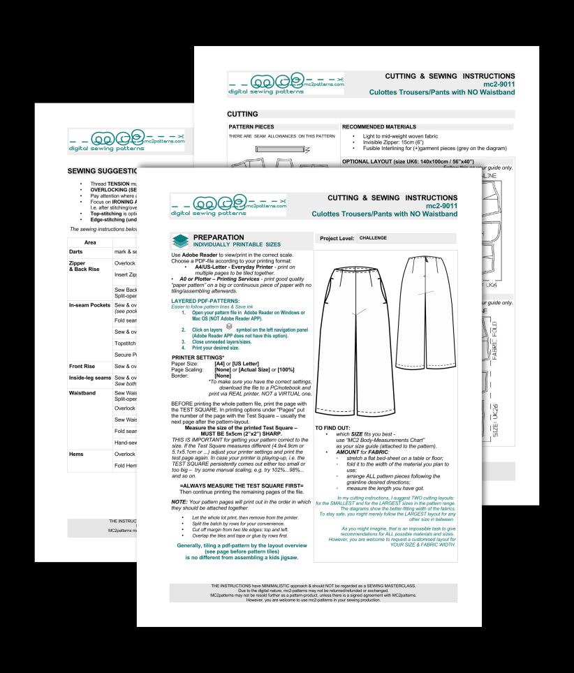Culottes with Pockets, Back-Zip & No-Waistband
