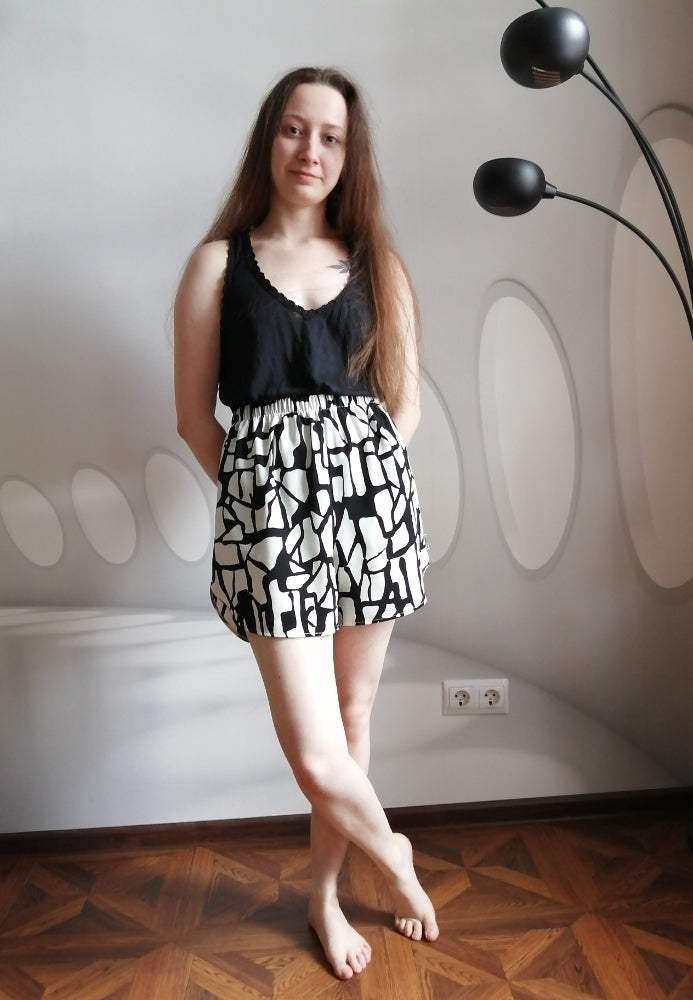 Pyjama/Pajama Shorts with Curved Sides