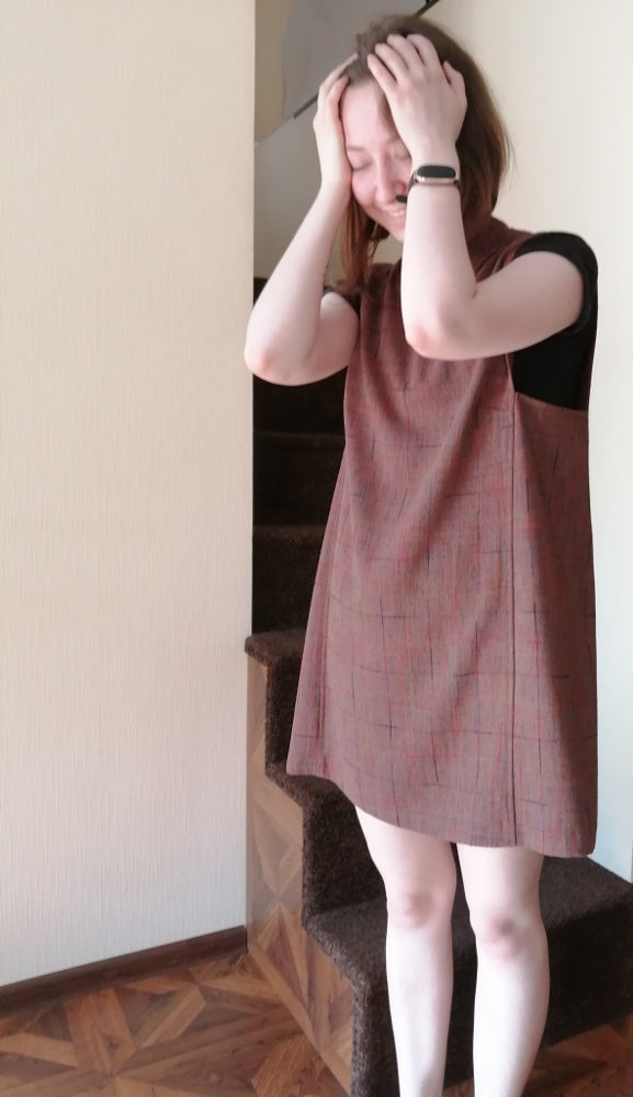 A-line Tunic/Pinafore/Jumper-Dress with Turtle-neck Collar