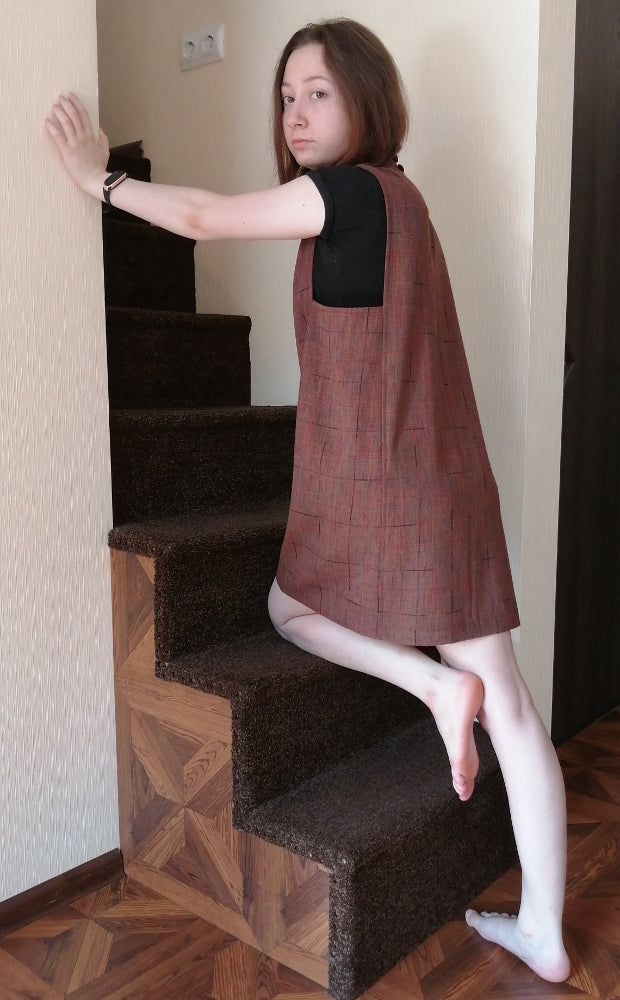 A-line Tunic/Pinafore/Jumper-Dress with Turtle-neck Collar
