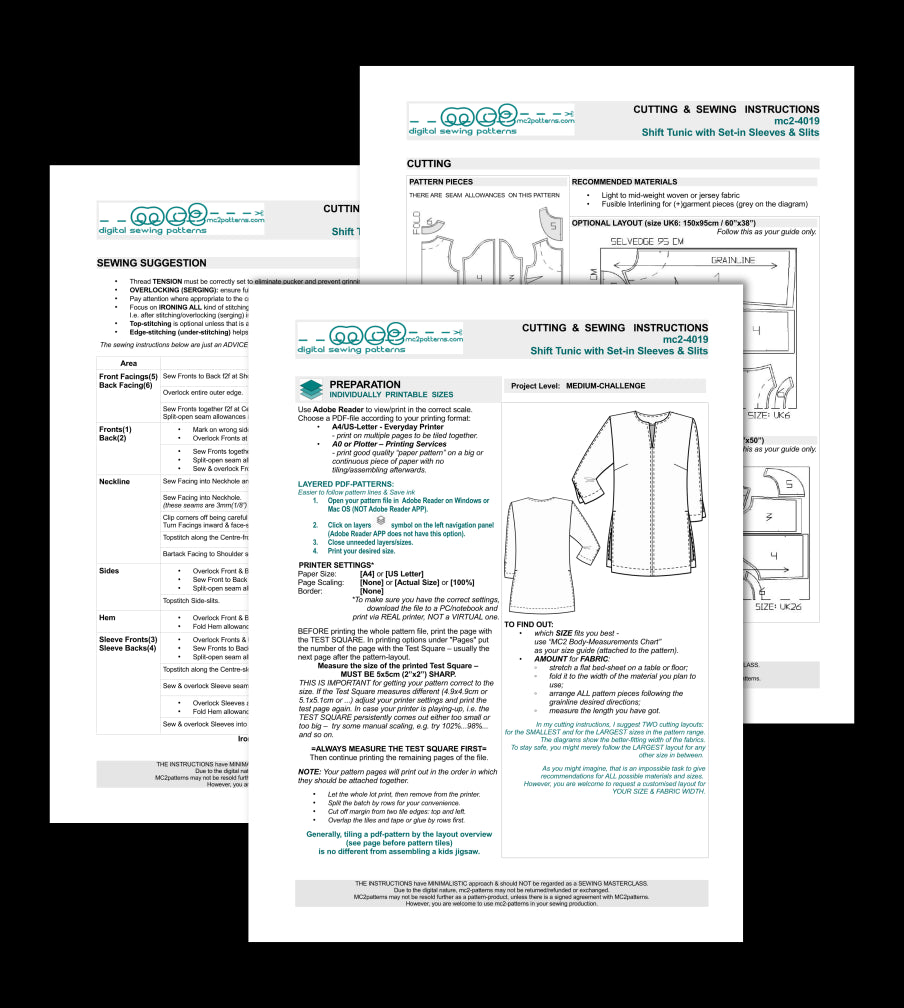 Shift Tunic with Set-in Sleeve & Slits